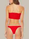 The back of the ELLEJAY Chelsea Top is also a bright red color and strapless.